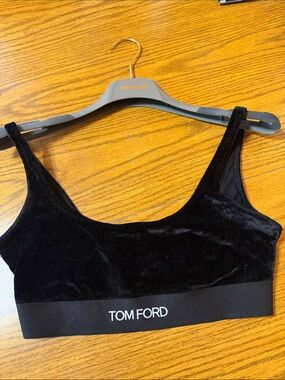 Tom Ford Black Velvet Logo Bandeau Bralette very good condition and  luxury